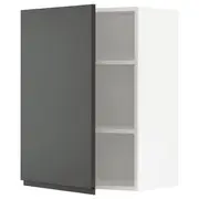 METOD wall cabinet with shelves, white/Voxtorp dark grey, 60x37x80 cm