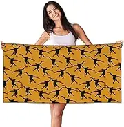 SAAKE Black Gibbon Monkey Print Bath Towels Soft Skin Velvet Beach Towel Oversized Adults Quick Dry Lightweight