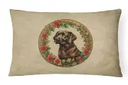 Labrador Retriever Christmas Flowers Throw Pillow