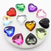 Large Acrylic Heart Flatback Rhinestones Diy Craft Glue On Multicolor Rhinestone