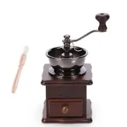 Wooden Manual Coffee Grinder Vintage Style Hand Coffee Mill Burr Coffee Grind...