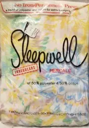 Vintage Percale Sleepwell 2 Pillowcases Irregular Floral Multicolored NOS