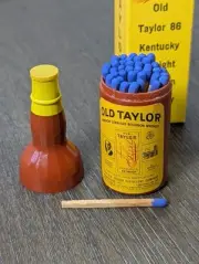 RARE VTG Old Taylor Kentucky Straight Bourbon Whiskey Bottle Matchstick Holder