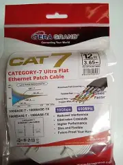 Teragrand CAT 7 Ultra Flat Ethernet Patch Cable 12 Foot NEW SEALED