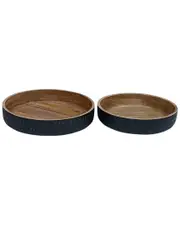BIDKhome Set Of 2 Wooden Carved Bowls With Base