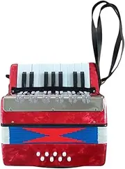 CoudarTitie 17 Keys 8 Bass Piano Accordion, Kids Accordion, Rhythm Training, Educational Toy for Children Beginners And Lovers, Red