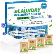 Laundry Detergent Sheets, 200 Loads Fresh Linen Scent Laundry Soap Washing No