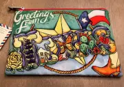 Brighton TEXAS postcard Greetings Air Mail Canvas Bag Pouch ZIP- New with tag