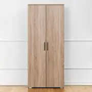Stockholm Storage Cupboard Slim - Natural Oak - Square Black