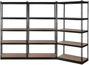 Giantz 1.5M x 0.7M 3pcs Garage Shelving, Warehouse Racking System Racks Storage Shelves Industrial Commercial Organize Capacity, 5 Steel Metal Adjustable 750KG Assembly Easy Black