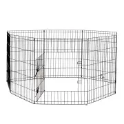 4Paws 8 Panel Playpen Puppy Exercise Fence Cage Enclosure Pets Black All Sizes - 24" - Black