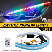 2X 60CM RGB SEQUENTIAL LED FLEXIBLE DRL TURN SIGNAL AMBER DYNAMIC STRIP LIGHT (for: Renault)