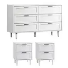 Oikiture 6 Chest of Drawers and 2 Bedside Tables Nightstand Bedroom Set White