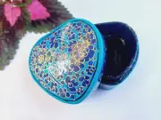 Royal Handpainted Heart Trinket Box 3" Ring Jewelry Paper Mache Christmas Gifts