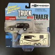 2018 JOHNNY LIGHTNING - 1997 CHEVY TAHOE WITH CAMPER TRAILER - NICE