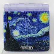Starry Night Sky Painting GBA SP diy handheld housing shell Backlit IPS Van Gogh