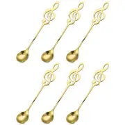 6Pcs 6" Stainless Steel Music Note Spoon Mini Coffee Dessert Spoons, Gold