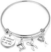 [Lywjyb Birdgot] Hairdresser Gift Hair Stylist Gift Cosmetology Graduation Gift She Believed She Could so She Did Bracelet