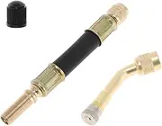 X AUTOHAUX 1set 135 Degree Copper Tire Valve Extension with Flexible Plastic 100mm Tyre Valve Stem Extender for Car Motorcycle RV Truck Bike