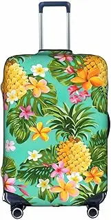 [Pvinnk] Tropical Fruit Pineapple Print Protective Luggage Cover Elastic Washable Suitcase Protector Travel Gear Protector, White, Small
