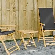 Folding Round Bamboo Table, Foldable Portable Outdoor Top, Height Patio Tables for Party, Small Bistro Dining, 45x45x45cm