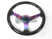 NRG 350mm Wood Grain Steering Wheel 3" Deep Black Sparkle with Neochrome Center (for: Volkswagen)