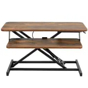 VIVO Rustic Vintage Brown 32" Standing Desk Monitor Riser, Sit Stand Tabletop