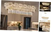 34.3" L Modern Crystal Chandeliers 12 Lights Gold Crystal Chandeliers for