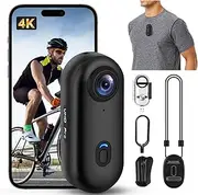 Lottsall Mini Action Cam - 4K 64GB Camera with Waterproof 30 m, Hands-Free POVs, App Video Clip, Magnetic, 120° Wide Angle, 150 min Battery, Small Camera for Vlogs, Travel, Outdoor, Helmet Camera