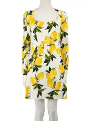 Lemon Print Long Sleeve Dress