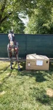 Two (NIB) Hard To Find Home Depot Halloween Props, the Zombie Horse & 5ft Hearse