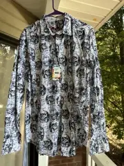 Robert Graham Long Sleeve Men’s Shirt Size L Skullstober