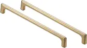 BOZONLI Brushed Brass Cabinet Handles Kitchen Drawer Knobs, Modern Bathroom Cabinet Knobs 320mm Hole Centers Square Cupboard Door Handle 2 Pack