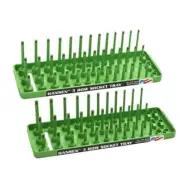 Hansen 1/4" Socket Tray Organizer Holder Set 3 Row Metric SAE Shallow Deep Green