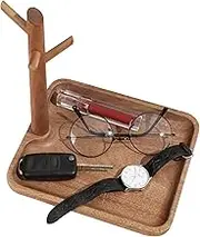 Key Bowl for Entryway Table, Wooden Valet Tray Organizer, Perfume Tray for Dresser, 3 Tiers Wood Rack for Keys, Rings, Wallet, Jewelry, Phone and More