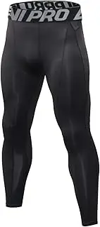 LNJLVI Men's Compression Leggings Base Layer Running Tights Sport Fitness Pants, Running Pants/Black, S