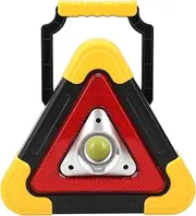 Warning Triangle Lamp, Multifunctional Work Light with ABS Frame, 5 Dimming Levels, White & Red Light Beads, Wide Applications (with Tripod), for Car Emergency
