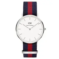 在飛比找ETMall東森購物網優惠-DW Daniel Wellington 經典藍紅帆布時尚女