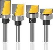 Yakamoz 4Pcs 1/4 Inch Shank Hinge Mortising Flush Trim Template Router Bit Set with Ball Bearing Router Bits Wood Milling Cutter Tool