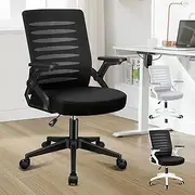 ALFORDSON Wale All Black Gaming Racing Task Chair, Ergonomic Office Chair Mesh for Home Office, Mid-Back Student Computer Study Desk Chair with Adjustable Flip-Up Arm & Lumbar Support