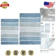 Ombre Blues Bath Mat Set | 2 Cotton Rugs (21x34 & 24x40) – Plush & Absorbent