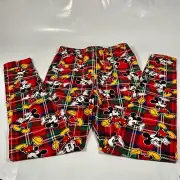 Mickey Mouse Red Plaid Leggings Girls size 7 Vintage Mickey and Co. Made In USA
