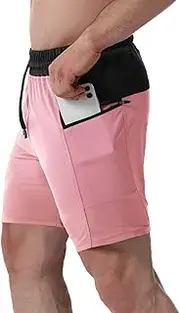 [EVERWORTH] Men's 7" Workout Gym Shorts Quick Dry Lightweight Athletic Shorts Bodybuilding Running Training with Zipper Pockets