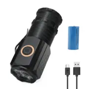 USB Rechargeable Mini LED Flashlight Emergency Lamp 4 Modes High Bright Torch