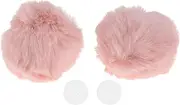 X AUTOHAUX Motorcycle Helmet Accessories Decoration Round Bear Ears for Motorcycle Bicycle Skiing Helmets Light Pink Plush Sticker 1 Set