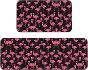 Lovely Pink Flamingos Christmas 2 Piece Floor Mat Non Slip Restaurant Mat For Floor Mat Home Mat Anti Slip Entry Mat