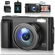 4K Ultra HD Digital Camera Black 16X Zoom Auto Focus Flash Lamp