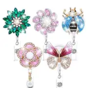 5 Pcs Rhinestone Nurse Badge Reel Holder Retractable Bulk Bling Crystal Funny...