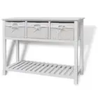 Wooden Storage Sideboard Console Table 3 Baskets Shelf Hallway White vidaXL