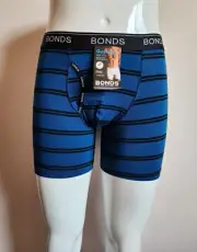 Bonds Mens MWUN 2V1 Indigo YDS Cotton Stretch GuyFront Mid Trunk Brief Size S